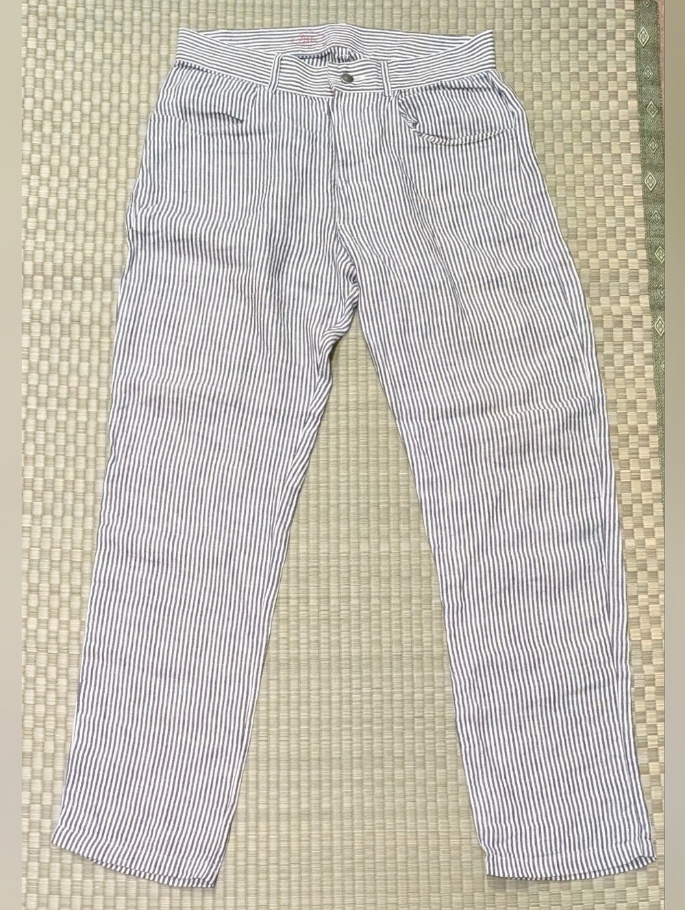 Alex Crane Cham 100% French Linen Pants in Lines Men's Size 32 x 31